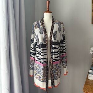 Multicolor Patterned Women's Sweater Anthropologie XS Open Front